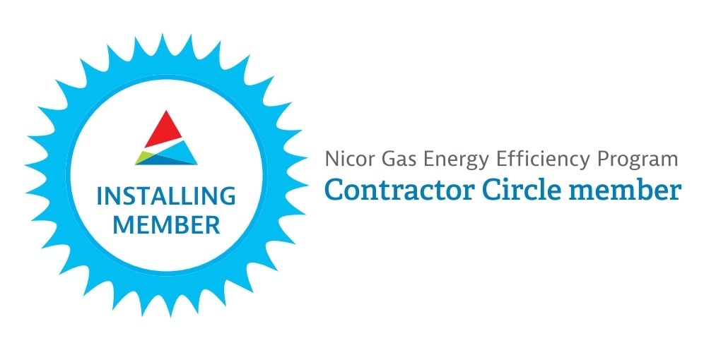 A blue and white logo for a contractor circle member