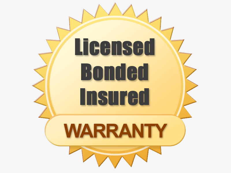 A sticker that says licensed bonded insured warranty