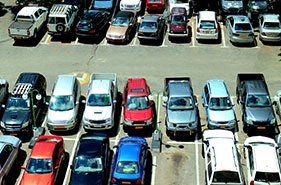Cars parked in a line 