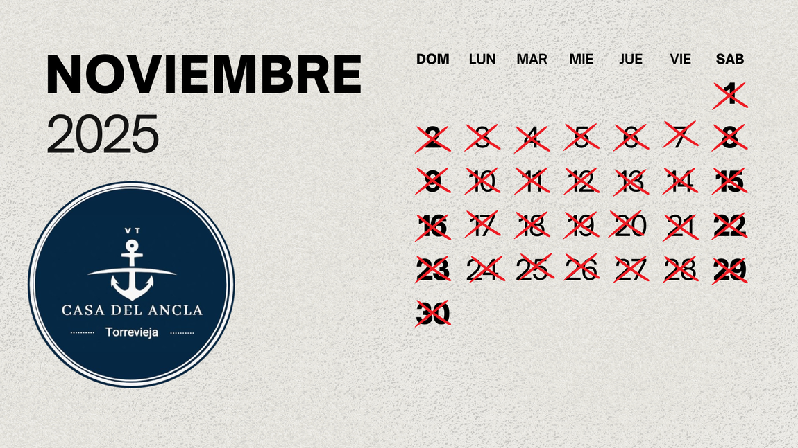 calendario 2025 reservas casa del ancla torrevieja