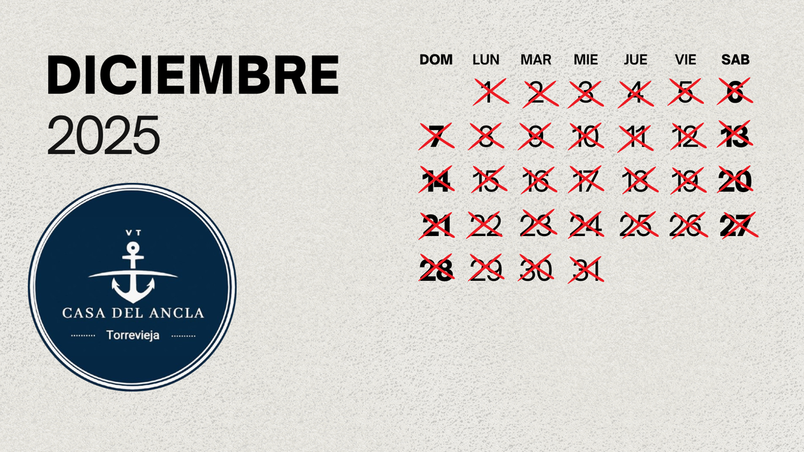 calendario 2025 reservas casa del ancla torrevieja