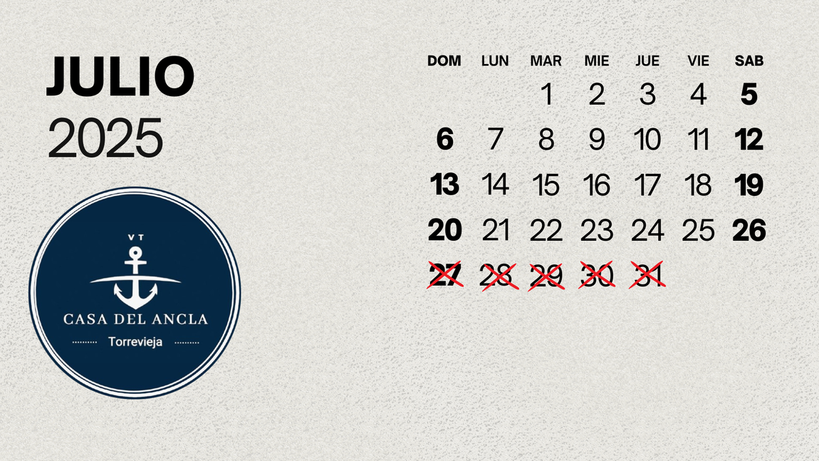 calendario 2025 reservas casa del ancla torrevieja