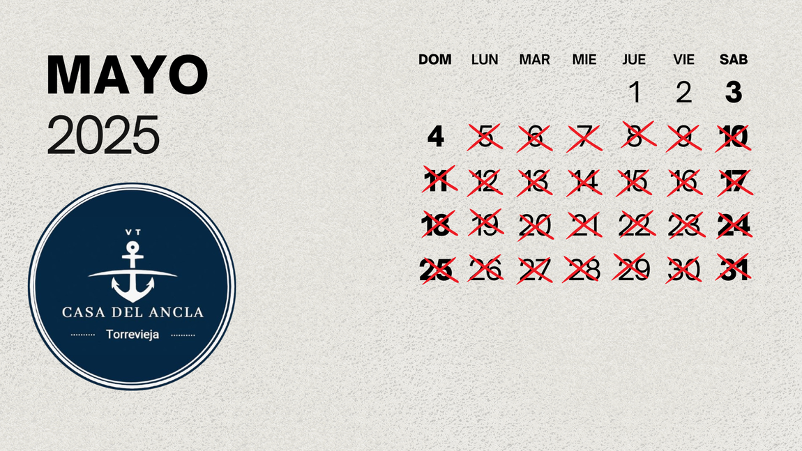 calendario 2025 reservas casa del ancla torrevieja