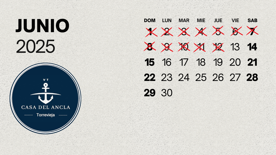 calendario 2025 reservas casa del ancla torrevieja