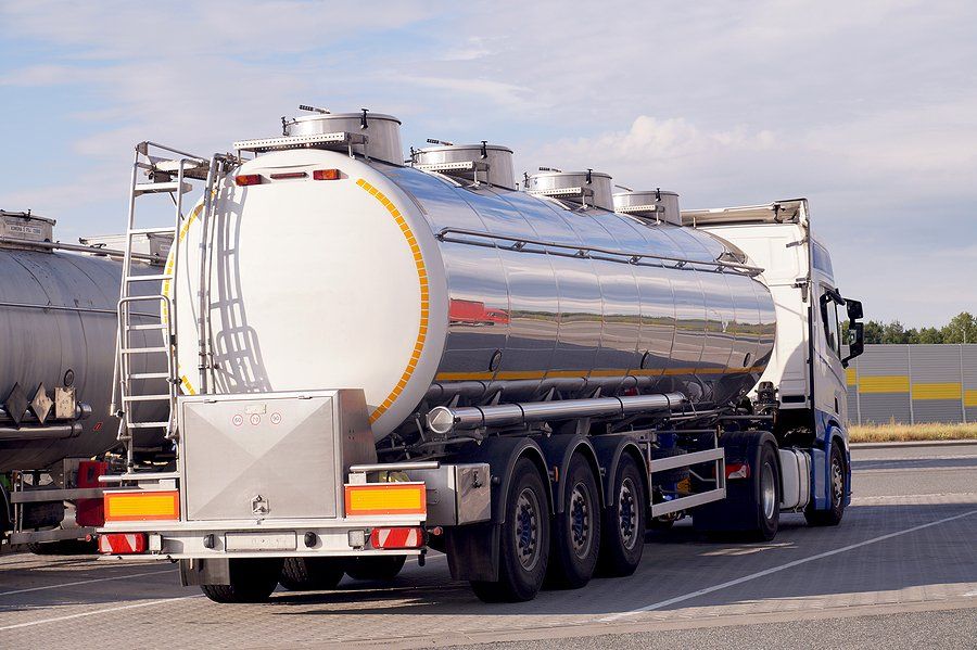 a truck with a hazardous material on the tank