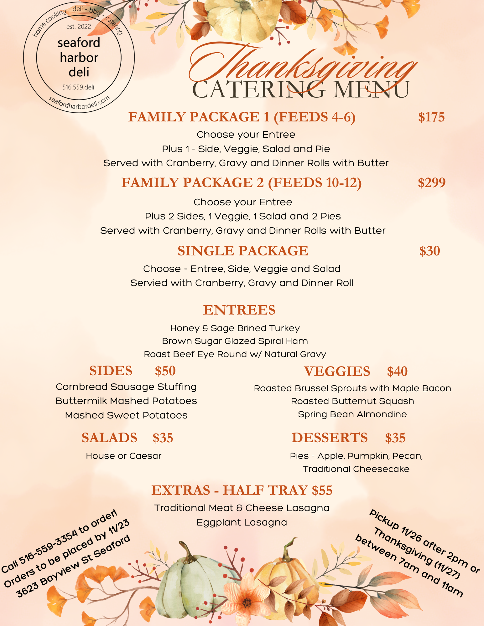 Thanksgiving Catering Menu 2025