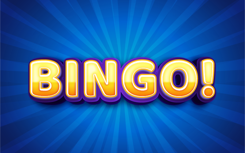 The word bingo is on a blue background.