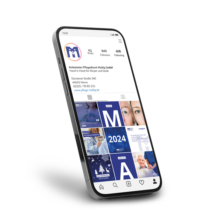 Social Media, Handy, Pflegedienst Mattig