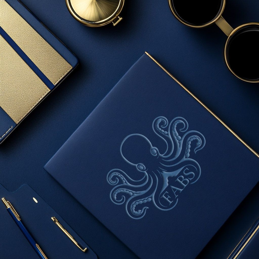 A blue book with an octopus on it that says FABS A blue book with an octopus on it that says FABS