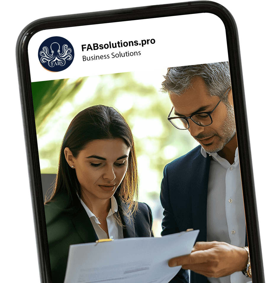 A man and a woman are looking at a piece of paper on a cell phone