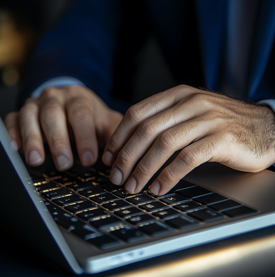 A close up of a person's hands typing on a laptop A close up of a person's hands typing on a laptop