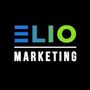 ELIO Marketing logo in blue, teal, and green on a black background