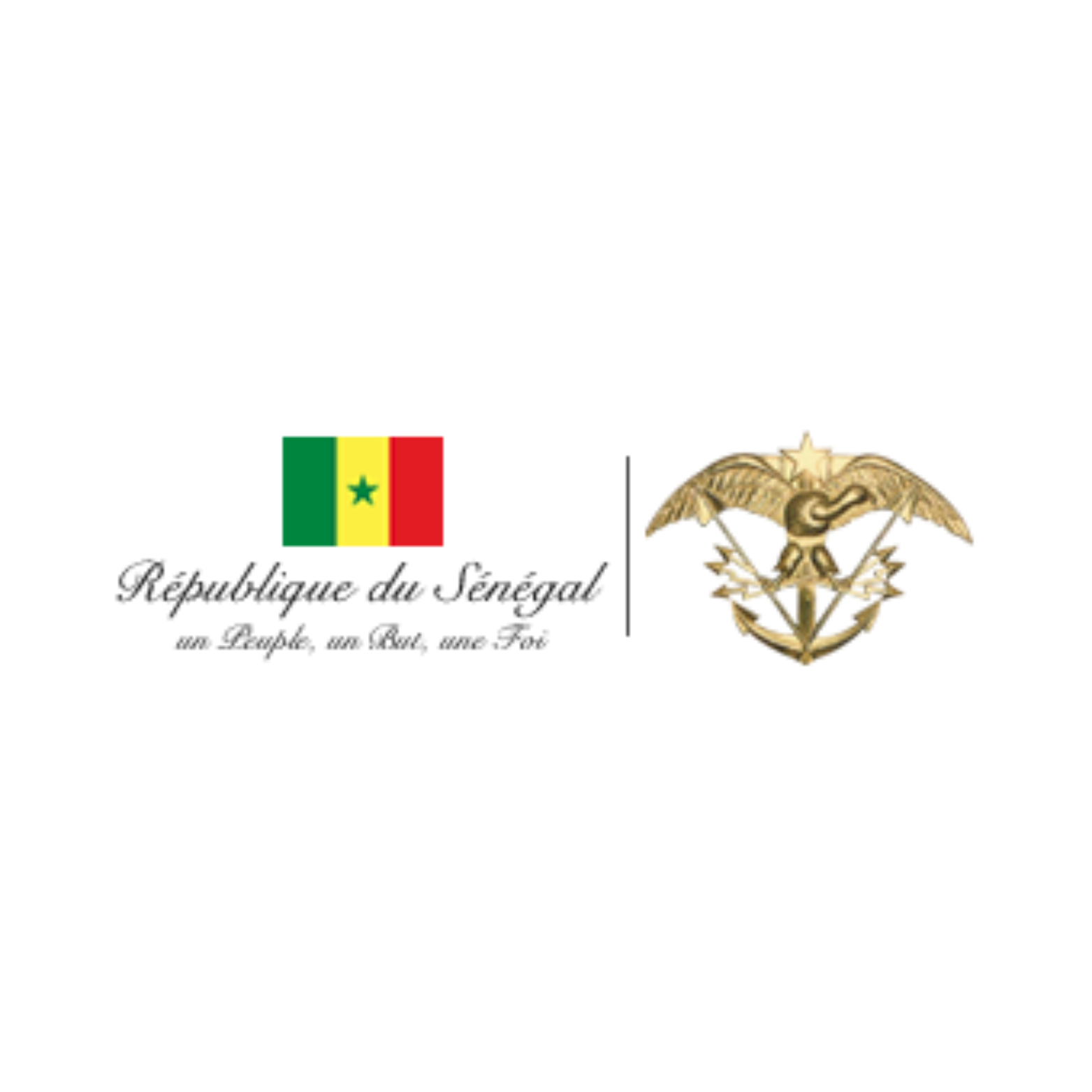 Senegalese flag and emblem; "République du Sénégal, un Peuple, un But, une Foi" text.