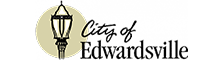 A logo for the city of edwardsville with a lamp post