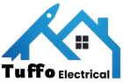 Logo for Tuffo Electrical: Blue house outline with a stylized "T" and "F", with text "Tuffo Electrical".