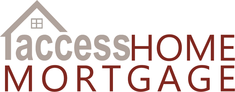 A logo for accesshome mortgage with a house on it.