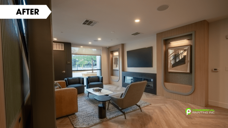 A living room with a couch , chairs , coffee table and television.