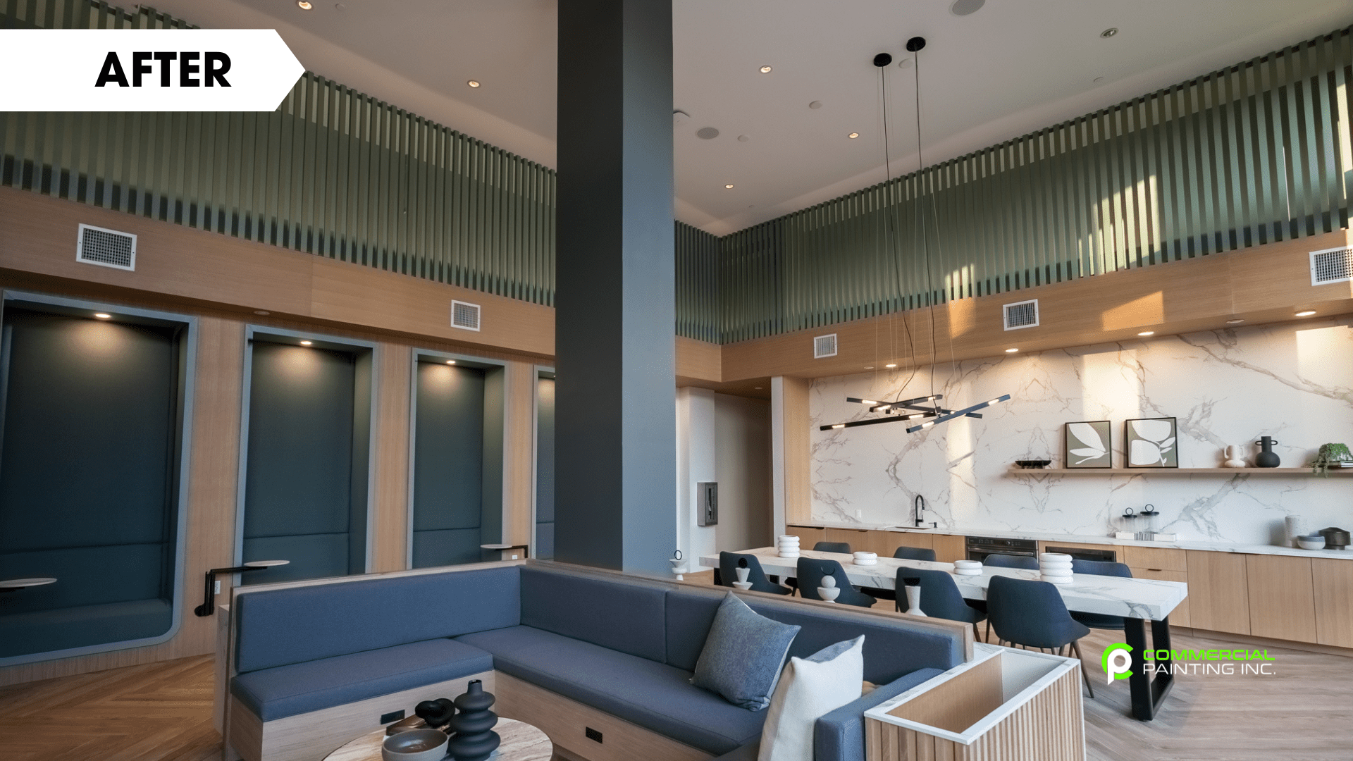 A living room with a couch and a table in it