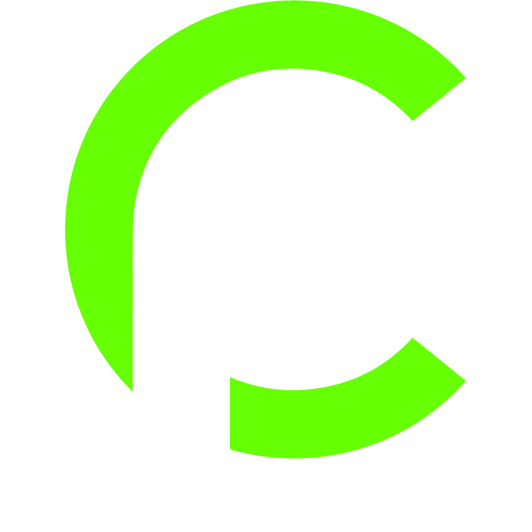 A green circle with the letter c inside of it on a white background.