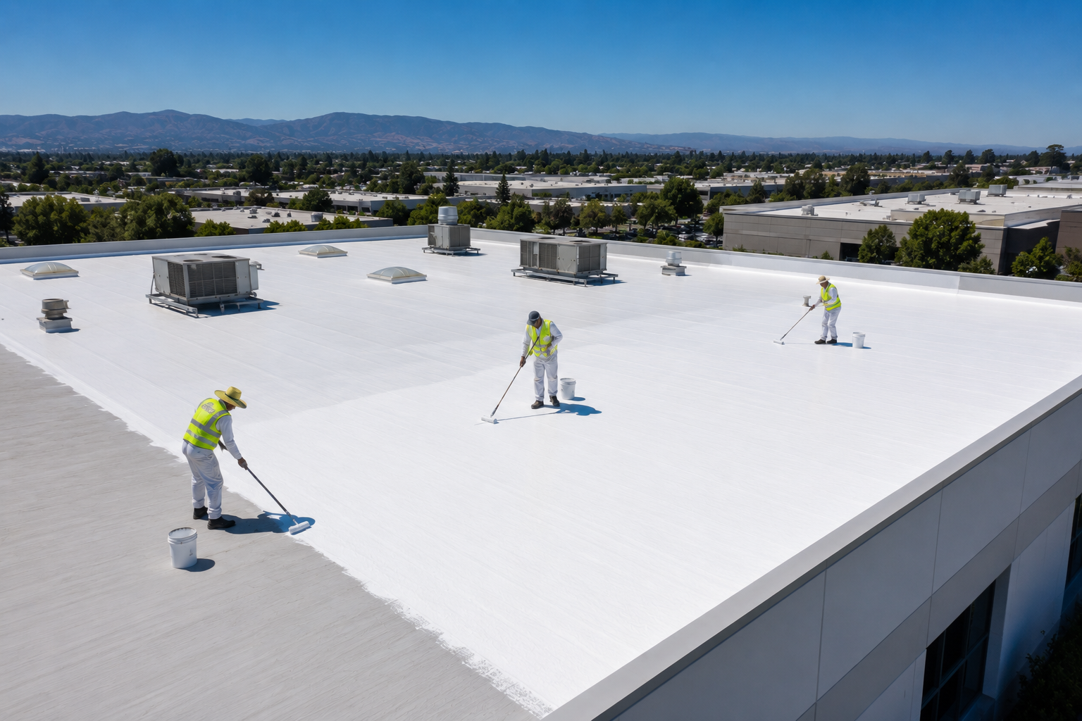 Aerial view of a commercial flat roof