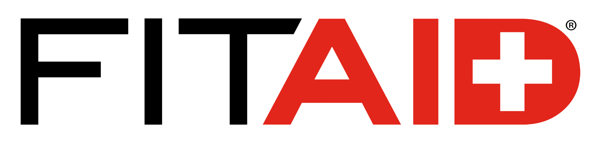 A red and black logo for a company called fitaid