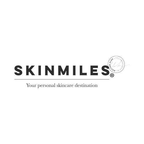 Ein schwarz-weißes Logo für Skinmiles, ein persönliches Ziel für Hautpflege.
