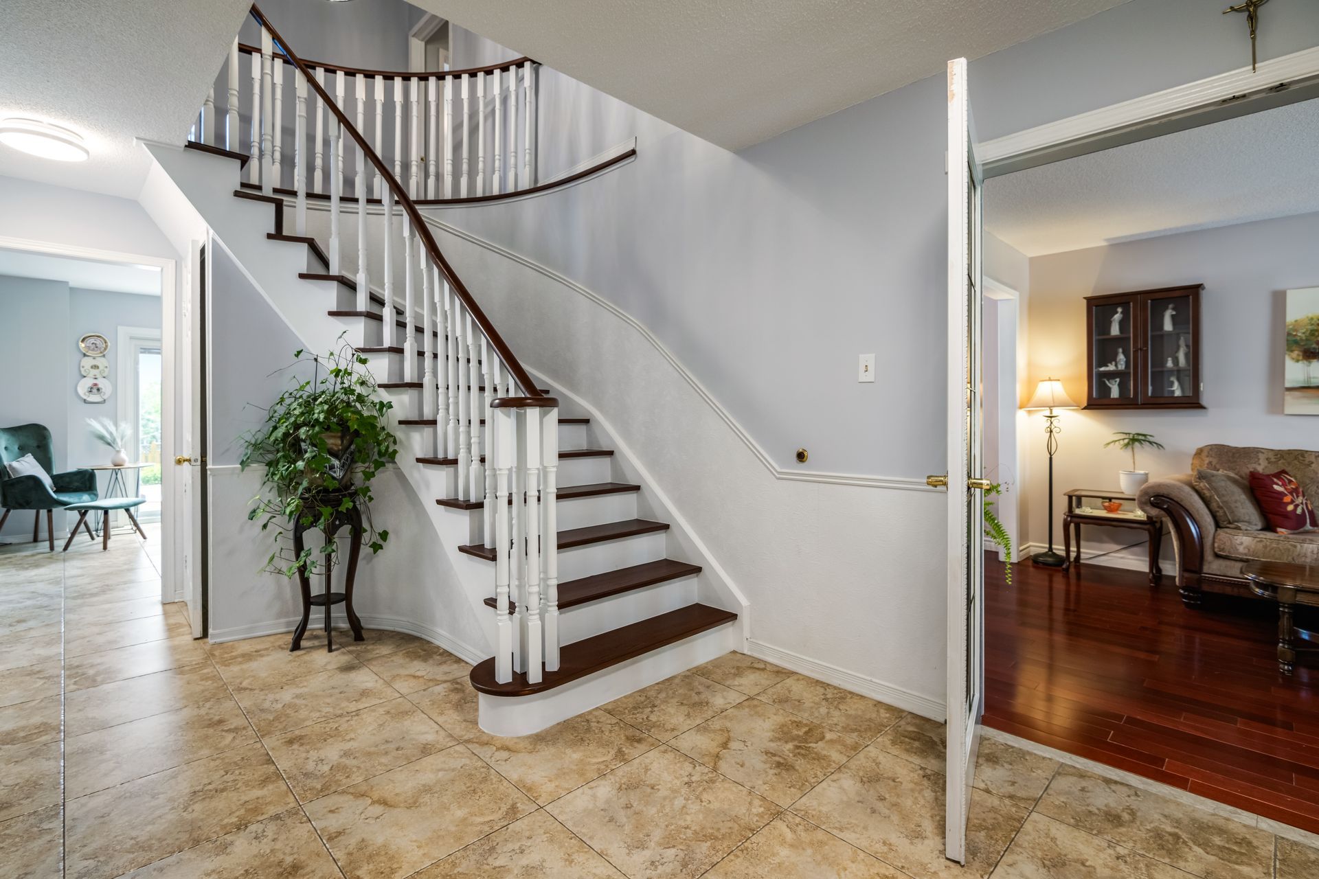 a staircase leading up to the second floor of a house .