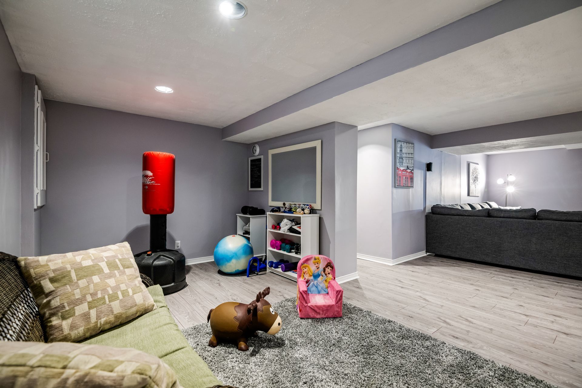 Living room with stufftoys and carpet