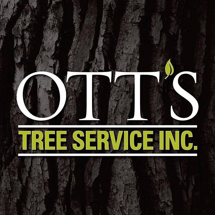 ott 's tree service inc. logo with a tree in the background