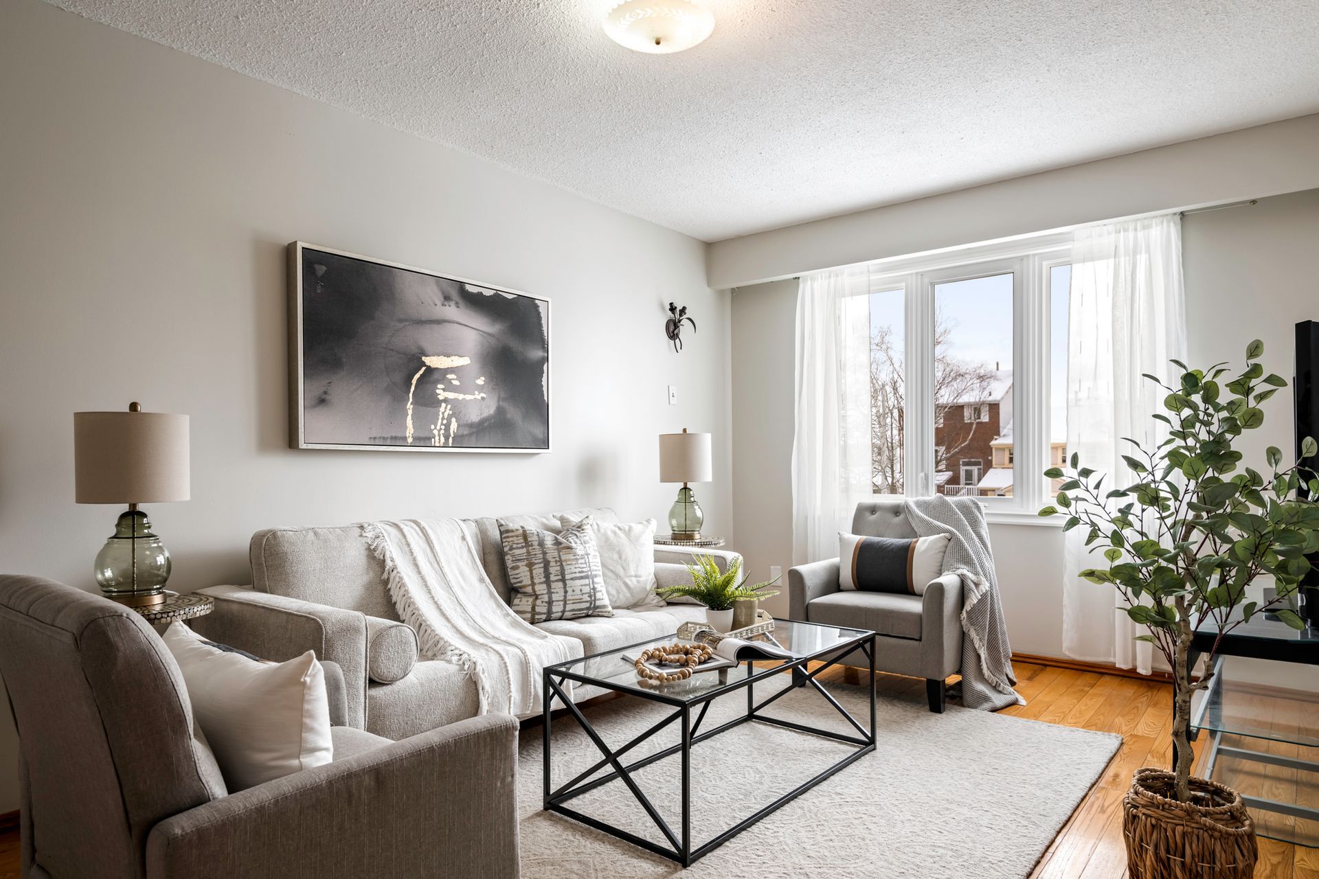 A living room filled with furniture and a coffee table.