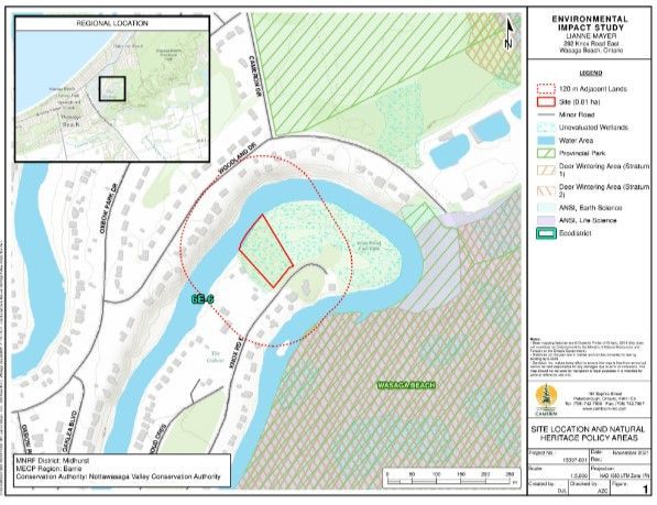 A map of a river with a red square in the middle
