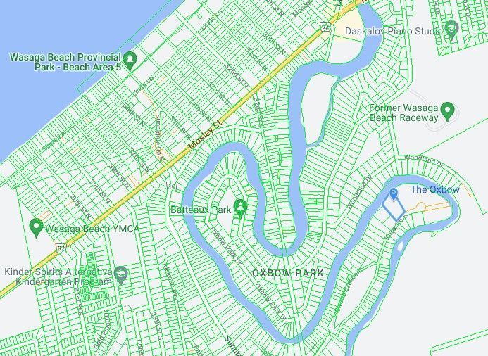 A map of a city with a river running through it.