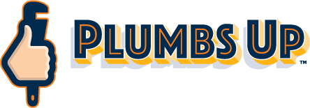 a logo for plumbs up with a thumbs up