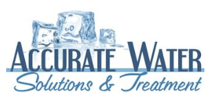 a logo for accurate water solutions and treatment