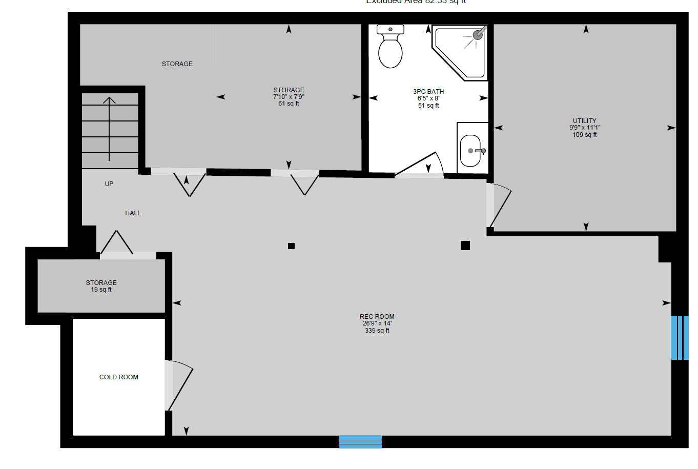 a floor plan of a house with a bathroom and stairs