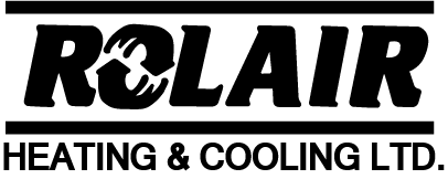 a black and white logo for rolair heating and cooling ltd .