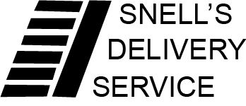 a black and white logo for snell 's delivery service