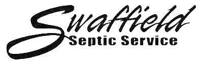 a black and white logo for swafield septic service .