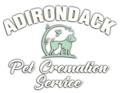The logo for adirondack pet cremation service shows a dog and a cat.