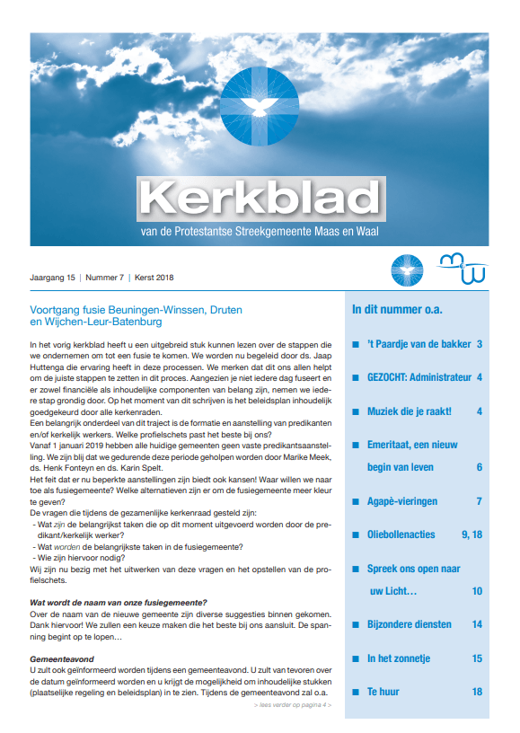 Kerkblad Streekgemeente Maas en Waal Nr. 7 2018 - Kersteditie
