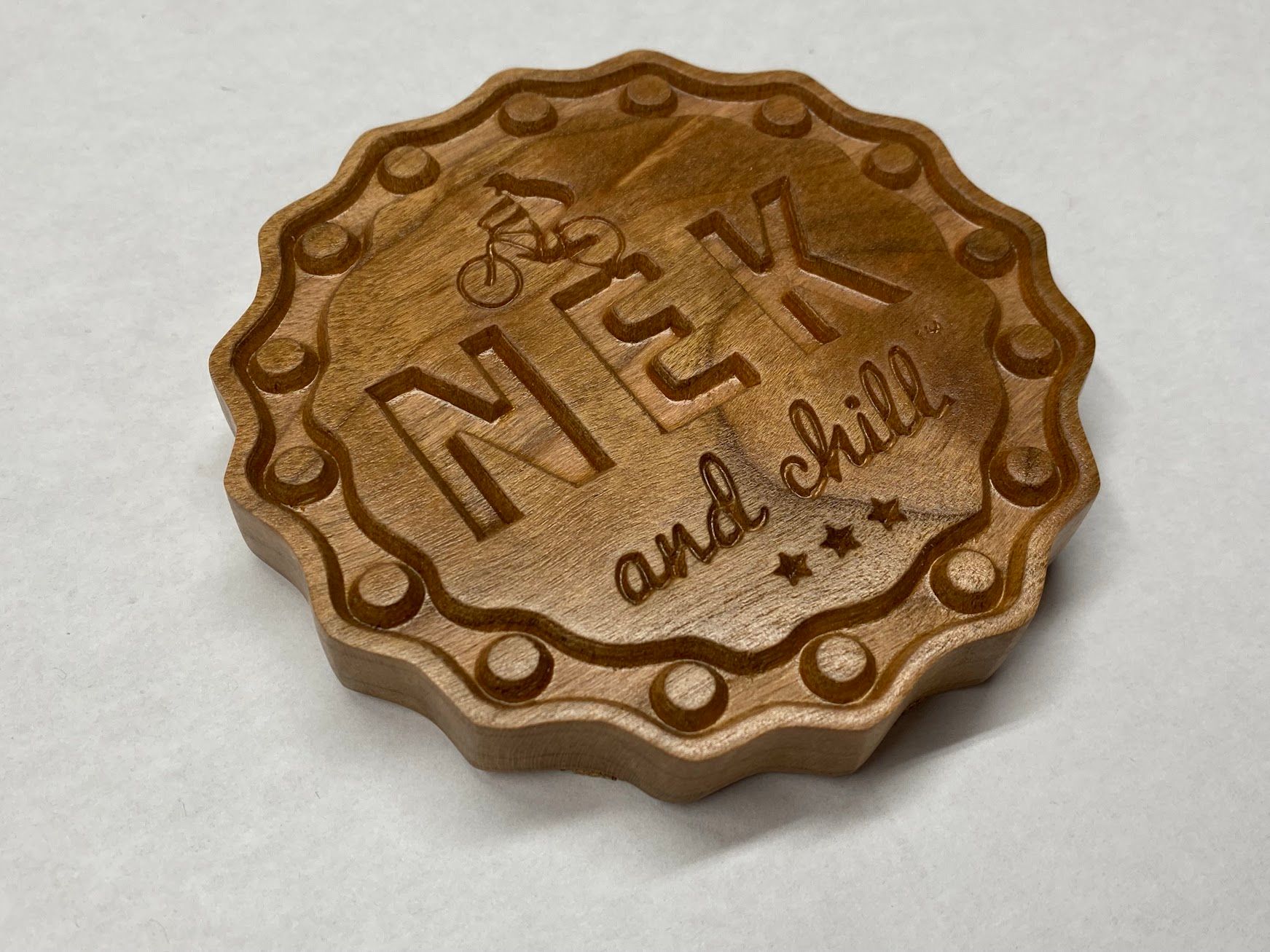 Custom wooden logo drink coasters made in Northern, Vermont.