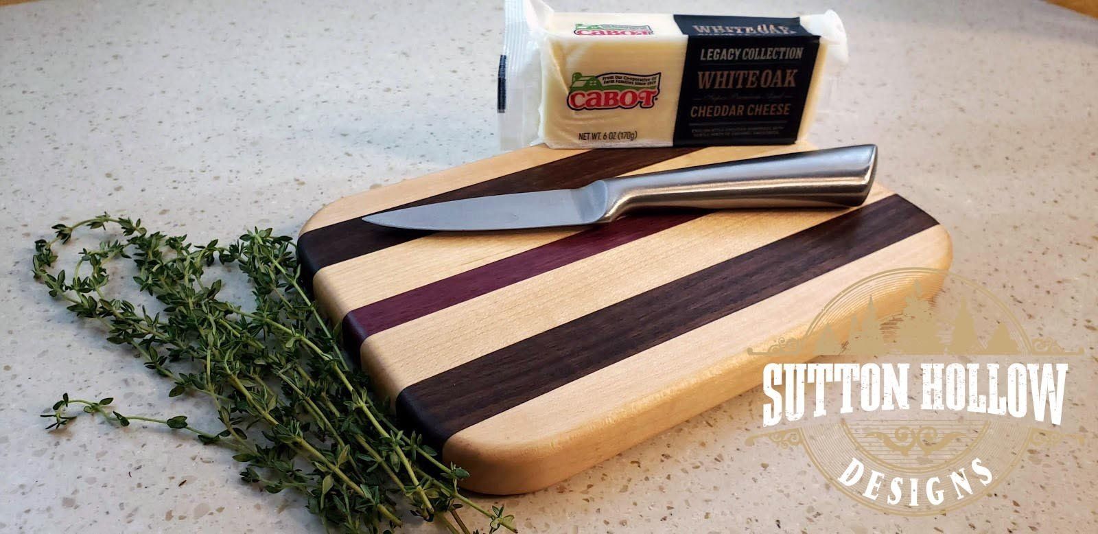 Wood Cutting Board, Cheese and a knife