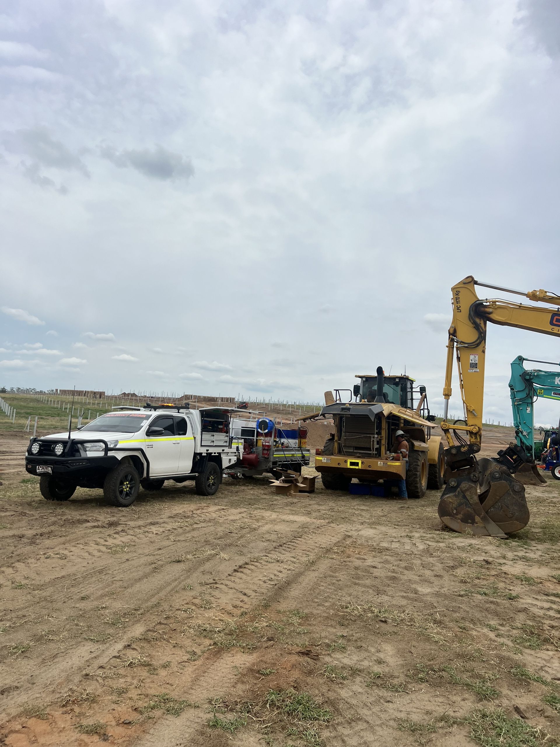 A Work Site With a White Truck — HOLESHOT Diesel In Toowoomba, QLD
