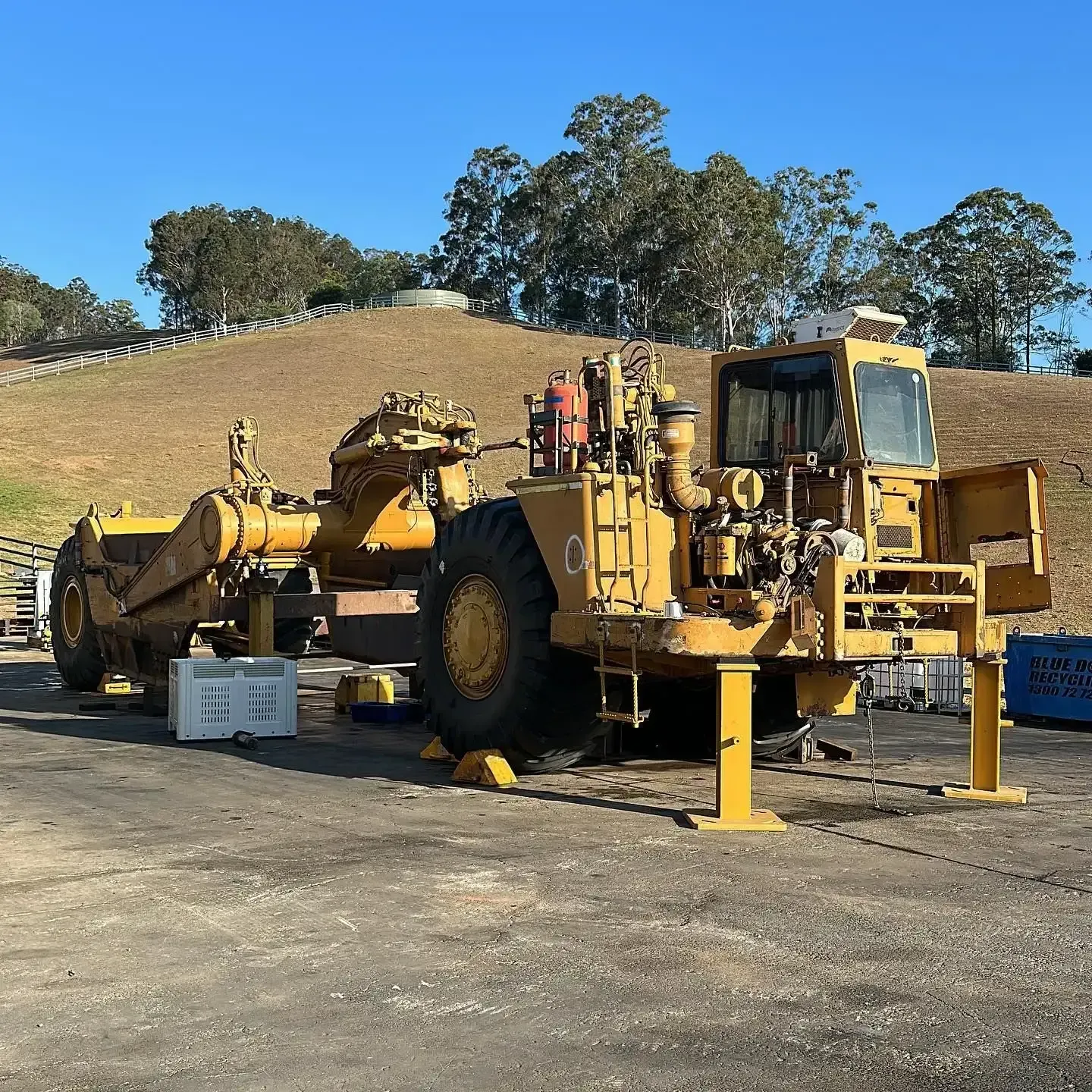 Yellow Construction Scraper on a Paved Surface — HOLESHOT Diesel In Sunshine Coast, QLD