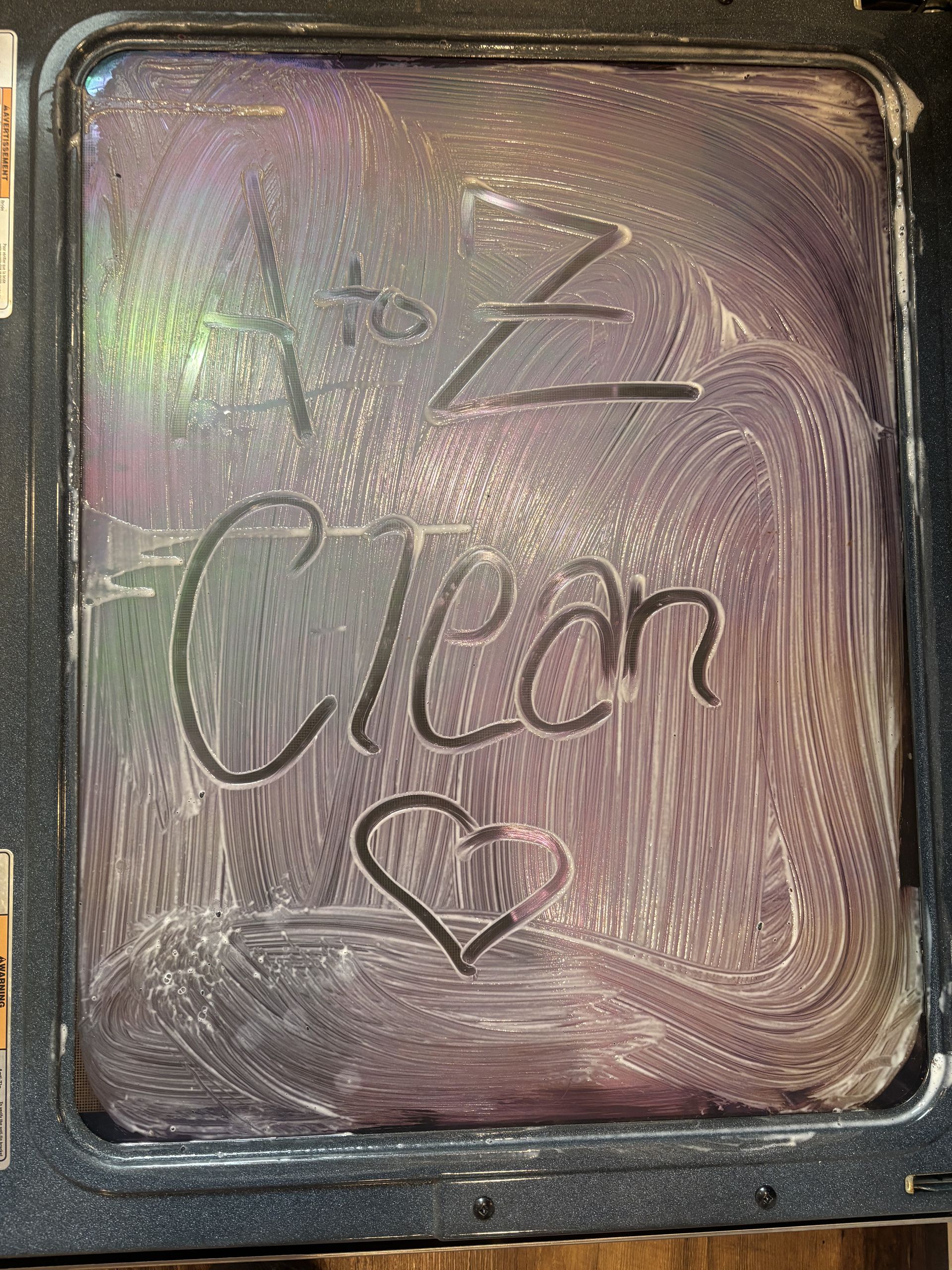 A soapy oven interior with 