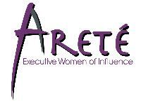 the logo for arete executive women of influence is purple and black .