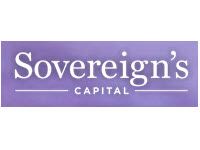 the sovereign 's capital logo is on a purple background .