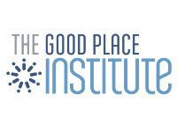 the logo for the good place institute is blue and white .