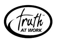 a black and white logo for truth at work .