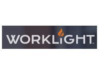 a logo for worklight with a flame on it .